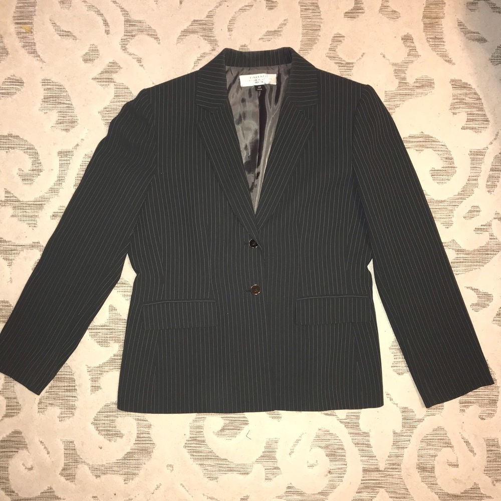 Tahari by Arthur S Levine Gray Pinstripe Blazer Womens Size 12 P